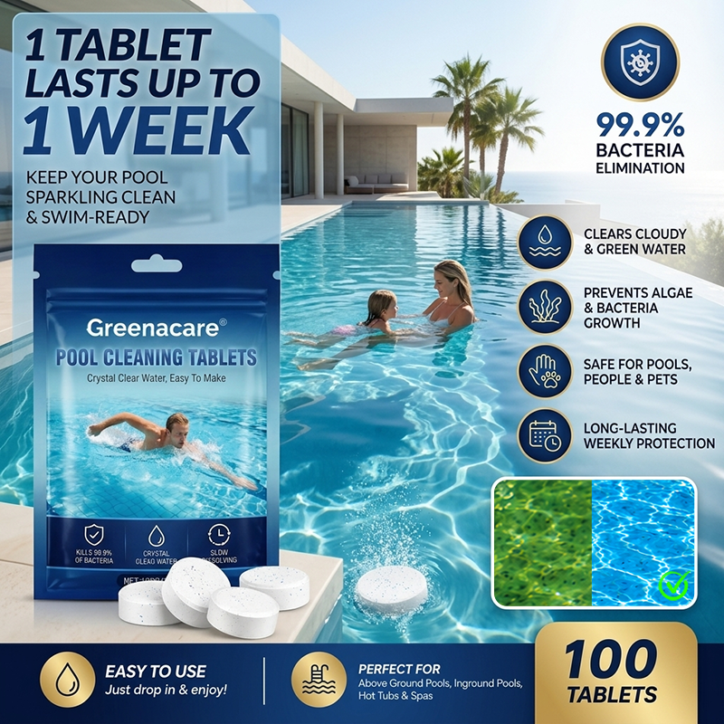 💥Hot Sale🏊‍♂️Greenacare® 2026 Next-Gen Pool Cleaning Tablets for Crystal Clear Water