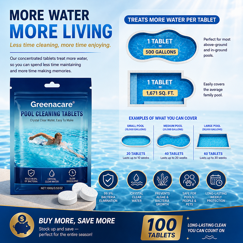 💥Hot Sale🏊‍♂️Greenacare® 2026 Next-Gen Pool Cleaning Tablets for Crystal Clear Water