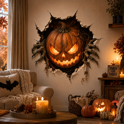 Halloween Break-In 3D Wall Decals: Realistic Horror Effect & Spooky Party Decor